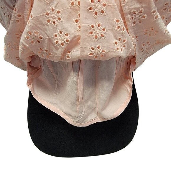 Heatherly Pastel Peach Eyelit Blouson Penelope Crop Top Size M - Picture 9 of 15